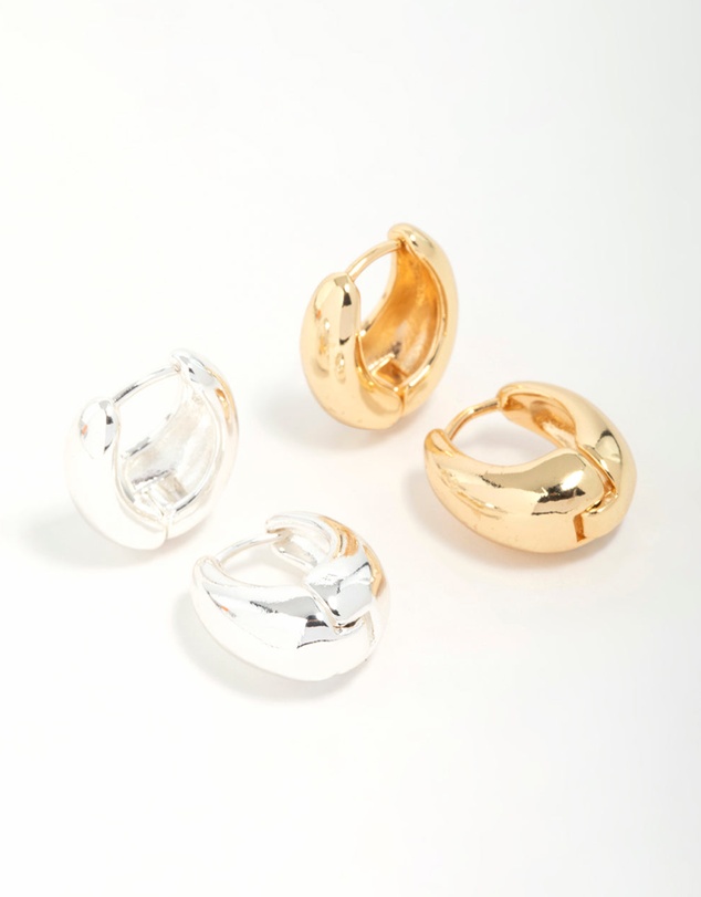 Lovisa - Mixed Metal Hoop Earrings 2-Pack
