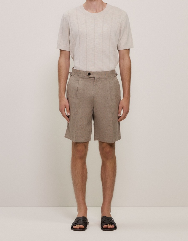 Trenery - Yarn Dyed Linen Tailored Short in Otter