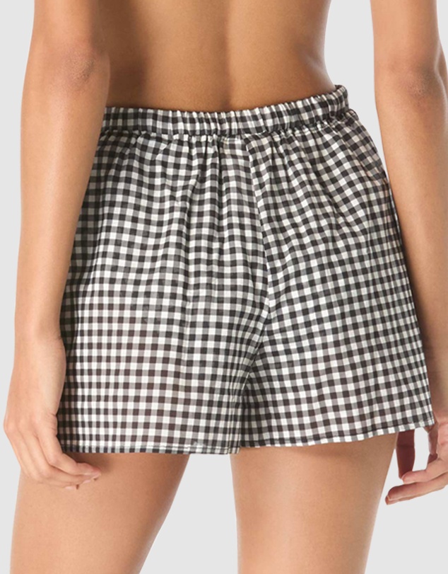 Michael Kors - Boho Gingham Drawstring Beach Shorts With Pockets