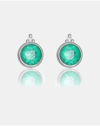 Georgini - Natural Green Agate And Two Natural Diamond May Silver Earrings