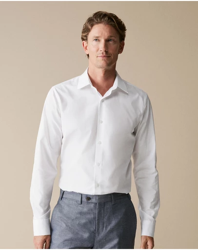 Trenery - Tailored Fit Italian Cotton Poplin Shirt in White