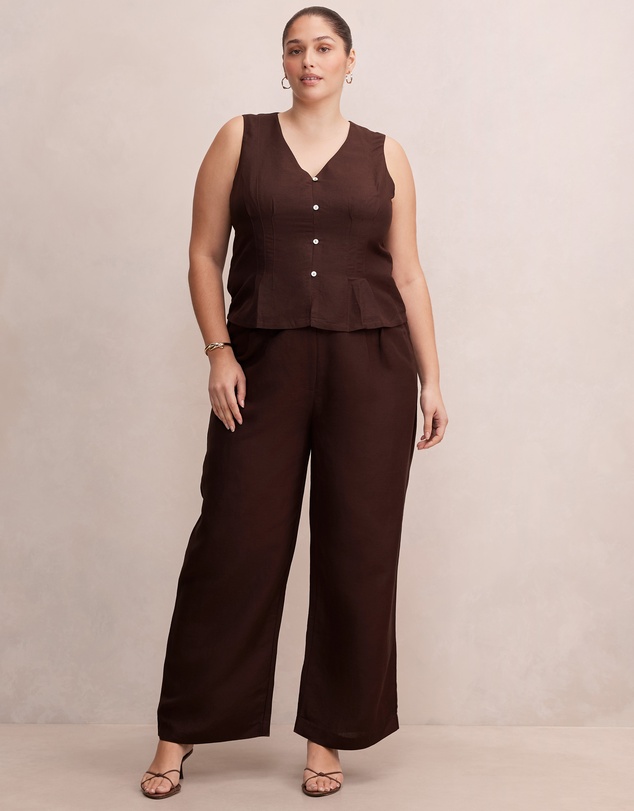 Forever New Curve - Portia Curve Pleated Linen Top