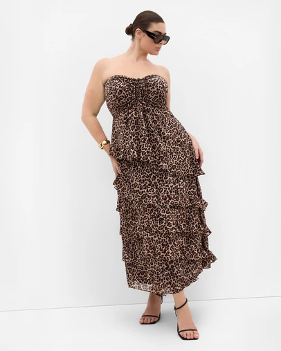 City Chic - Plus size Skai Leopard Print Top - black