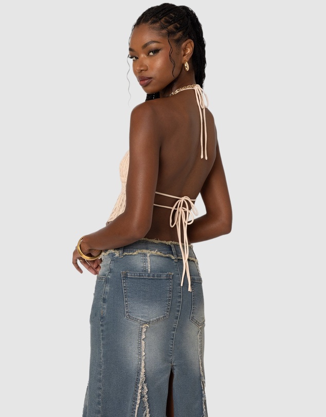 EDIKTED - Anaya Textured Open Back Top