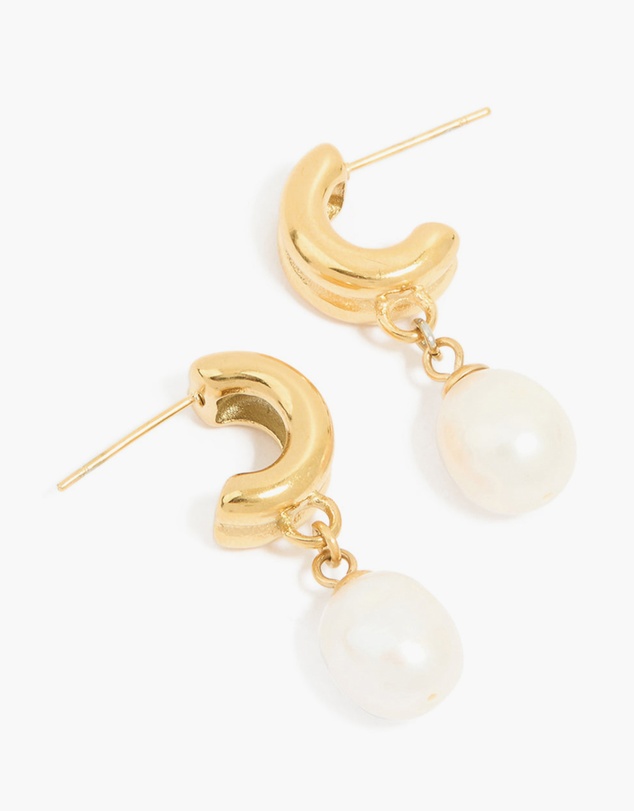 Lovisa - Waterproof Gold Plated Stainless Steel Pearl Chunky Drop Earrings