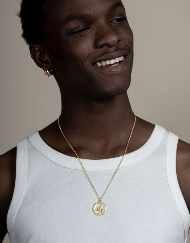 Dower & Hall - Men's 'Overcome and Thrive' Pegasus Talisman Necklace In Gold Vermeil