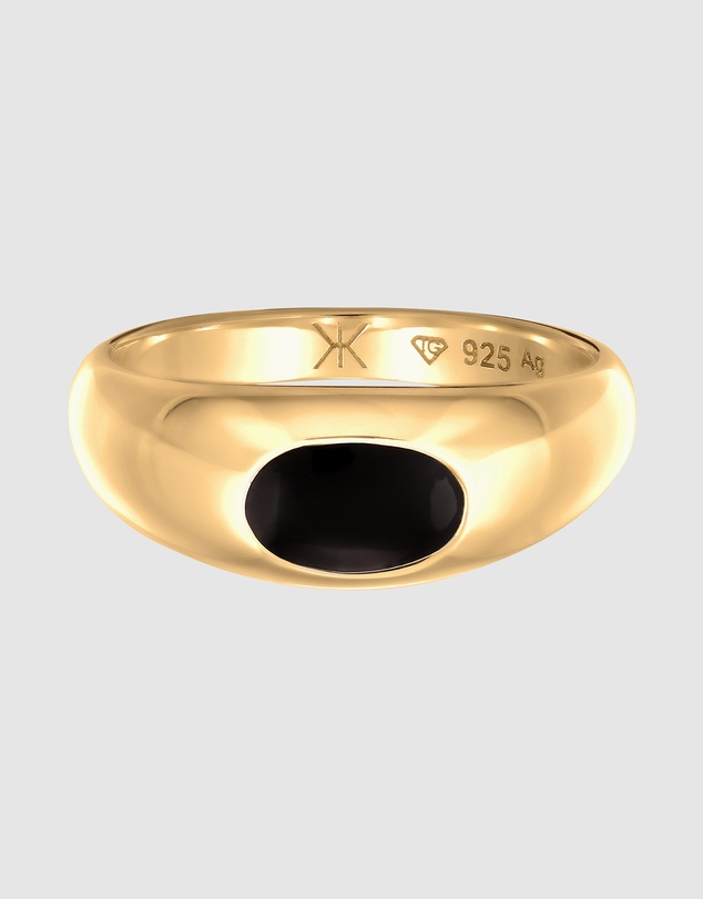 Kuzzoi - ICONIC EXCLUSIVE - Enamel Signet Ring in Gold-Plated 925 Sterling Silver