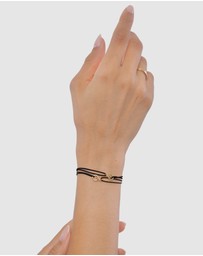Elli Jewelry - Bracelet Set Women Circle Infinity Black 925 Sterling Silver Gold Plated