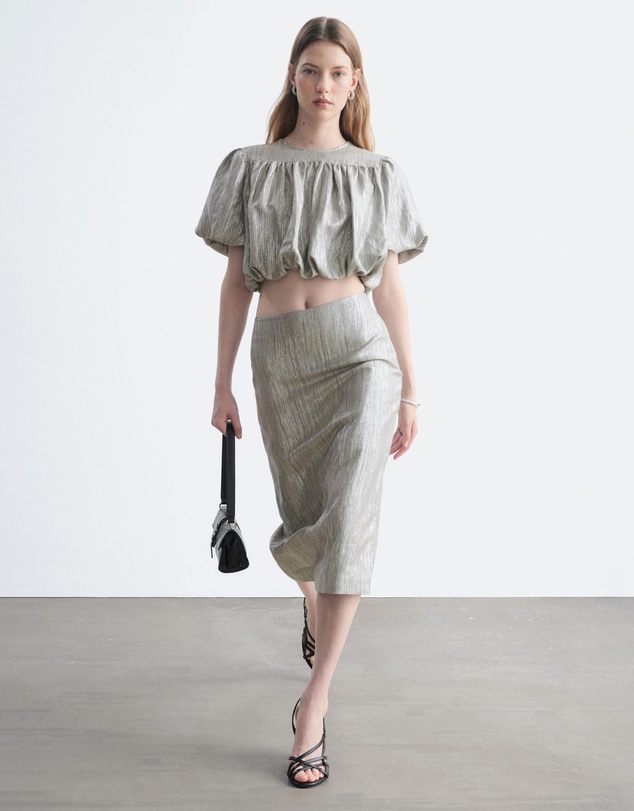 & Other Stories - Gathered Metallic Blouse