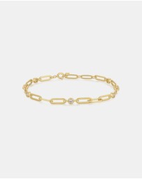 Ania Haie - Gold Bezel Station Paper Clip Chain Bracelet