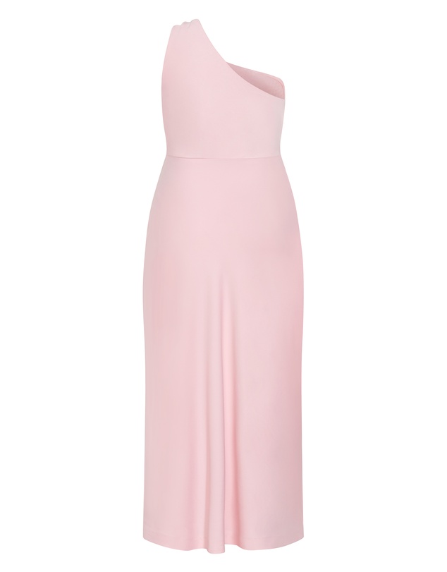 City Chic - Plus size Jayne One Shoulder Maxi Dress - heavenly pink
