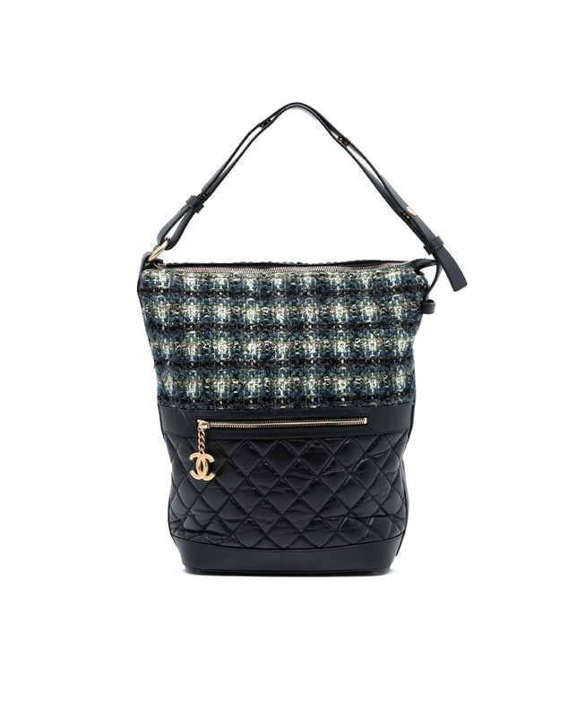 Pre-Loved by Azura Reborn - Pre-Loved Quilted Aged Calfskin and Tweed Casual Style Hobo