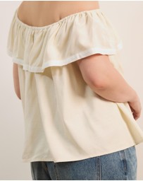 Atmos&Here Curvy - Sienna Linen Blend One Shoulder Tier Top With Contrast Trim
