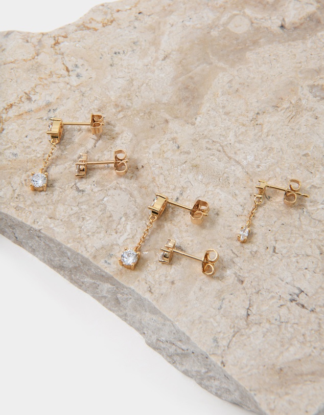 Forcast - Rose 16k Gold Plated 3pc Earring Set
