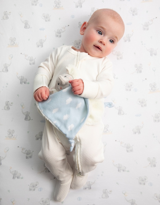 Living Textiles - 2 Pack Organic Cot Fitted Sheet - Elephant Playtime