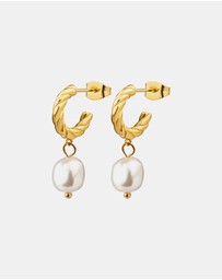 Zoe Olivia - Waterproof Twist Pearl Drop Stud Hoops