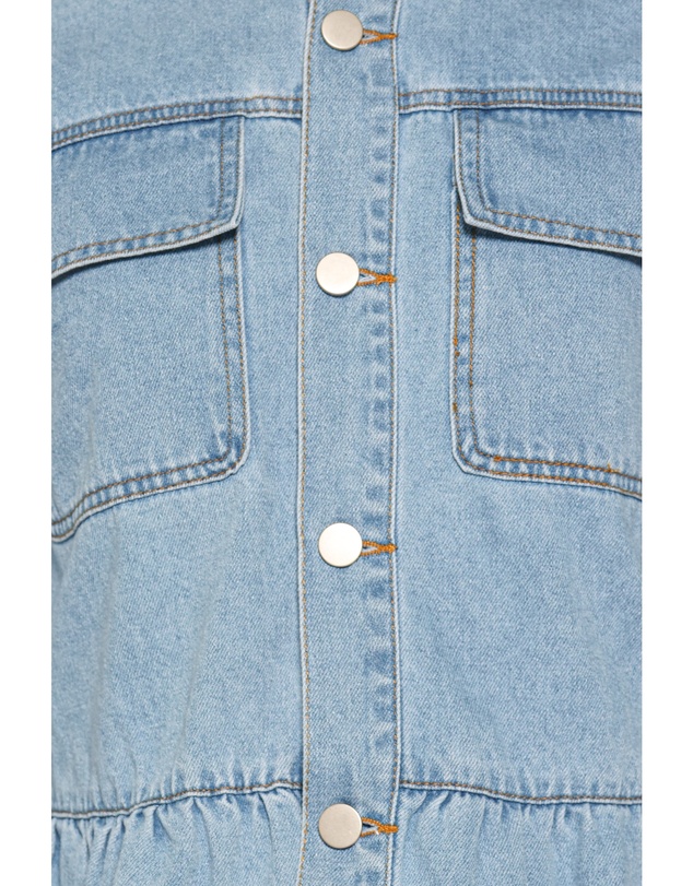 Petal & Pup - Darna Peplum Denim Jacket - Medium Wash