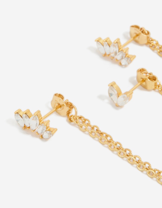 Lovisa - Waterproof Gold Plated Stainless Steel Marquise Earrings 3-Pack