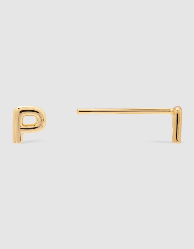 Wanderlust + Co - Alphabet Bubble Gold Stud Earrings - Letter P