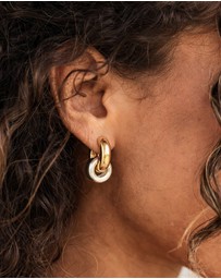 Elli Jewelry - Earrings Chunky Hoops 925 Sterling Silver Bicolor