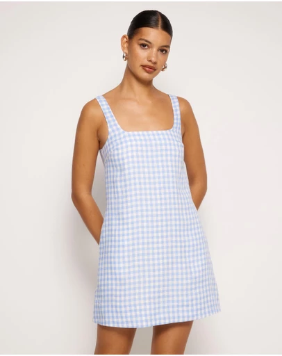 AERE - Nolana Gingham Shift Mini Dress