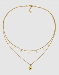 Elli Jewelry - Necklace Layer Sun 925 Sterling Silver Gold-plated