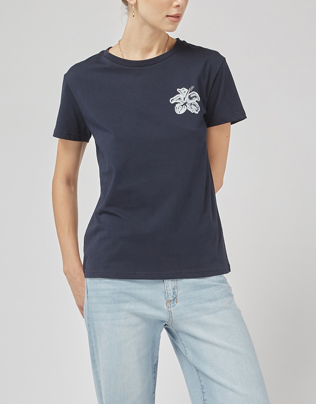 DRICOPER DENIM - Clare Navy Printed Tee