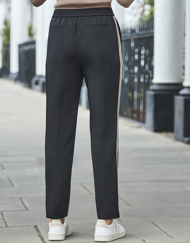 Sosandar - Black & Camel Side Stripe Tapered Leg Trouser