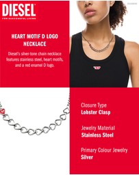 Diesel - D Logo Silver Necklace