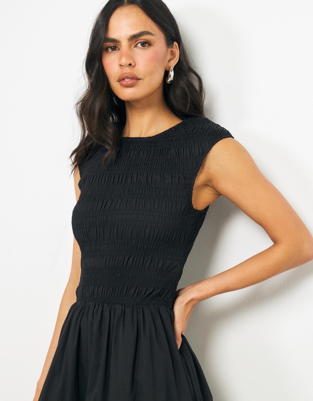 AERE - Esme Shirred Cotton Midi Dress