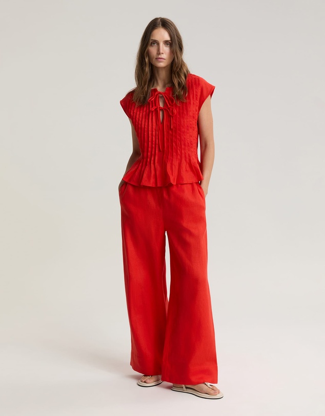 Sportscraft - Ariana Pintuck Linen Blouse