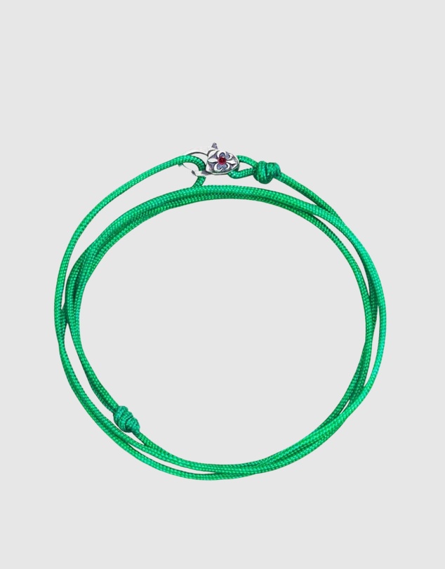 Nialaya Jewellery - Green Wrap-Around String Bracelet with Sterling Silver Lock