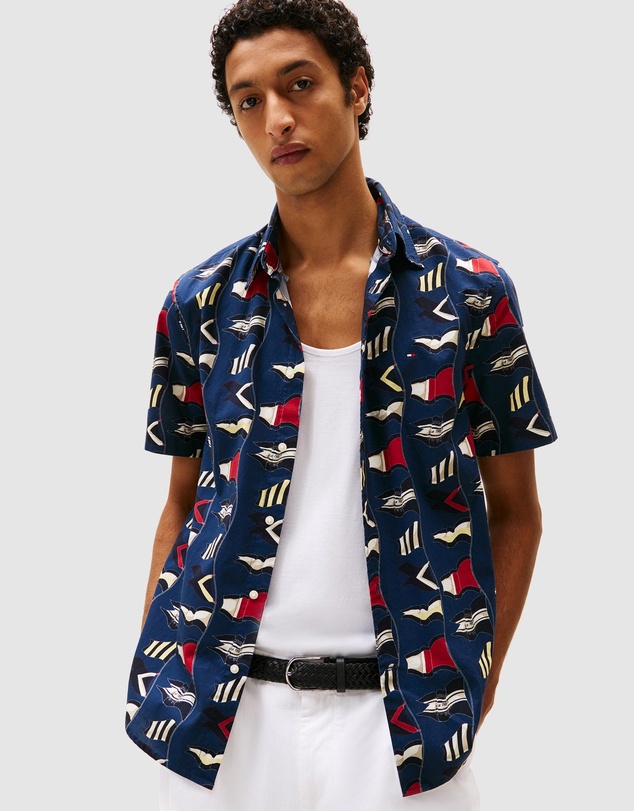 Tommy Hilfiger - Regular Fit Flag Print Poplin Shirt - ICONIC EXCLUSIVE