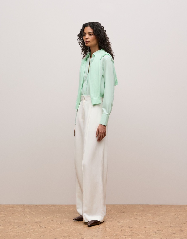 Trenery - Cotton Poplin Long Sleeve Shirt in Peppermint