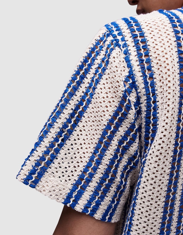 Topman - SS Relaxed Striped Crochet Shirt
