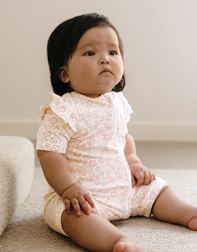 Kynd Baby - Day Or Night Short Sleeve Frill Onesie in Spring Blossom