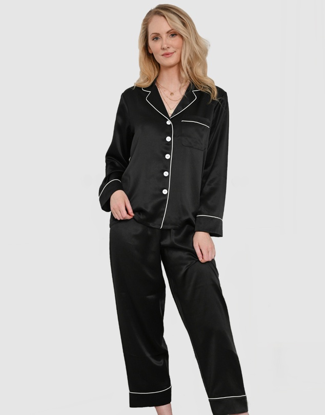 The Fable - Midnight Black Silk Pyjamas