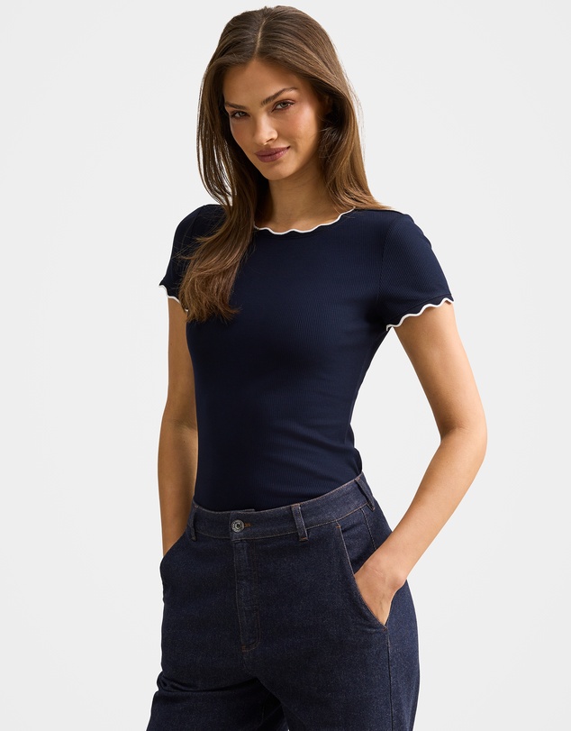 Forever New - Rebecca Scallop Trim T-Shirt