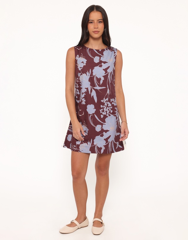 Petal & Pup - Elorna Mini Dress - Burgundy Floral