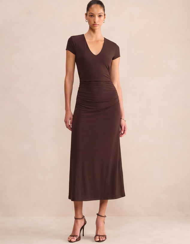 Forever New - Alexandra V-Neck Mesh Midi Dress