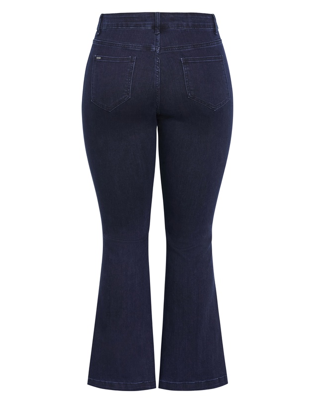 City Chic - Plus size Harley Fit Side Split Flare Leg Jean - dark wash