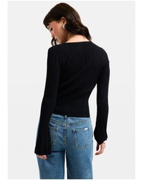 Subtitled - Holland Boat Neck Long Sleeve Knit Top
