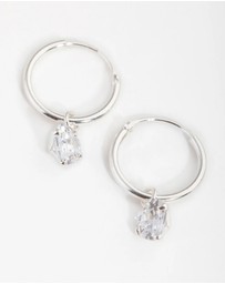 Lovisa - Sterling Silver Cubic Zirconia Heart Hoop Earrings