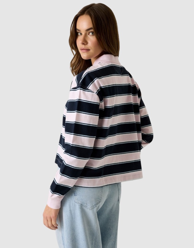 GUESS Jeans - GUESS JEANS Stripe Oversized Crop Polo Shirt