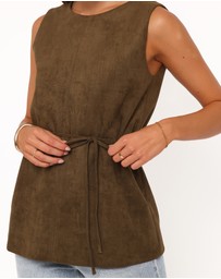 Petal & Pup - Caleb Faux Suede Tunic Top - Khaki