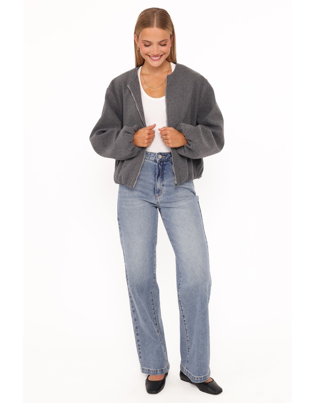 Petal & Pup - Elisa Cropped Bomber - Heather Grey