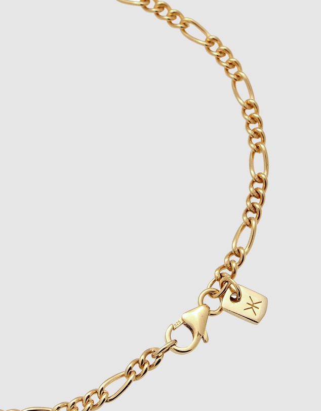 Kuzzoi - ICONIC EXCLUSIVE - Figaro Chain Bracelet with Cross in Gold-Plated 925 Sterling Silver