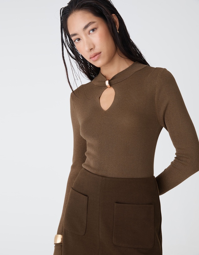 Forcast - Ciara Keyhole Lurex Knit Top