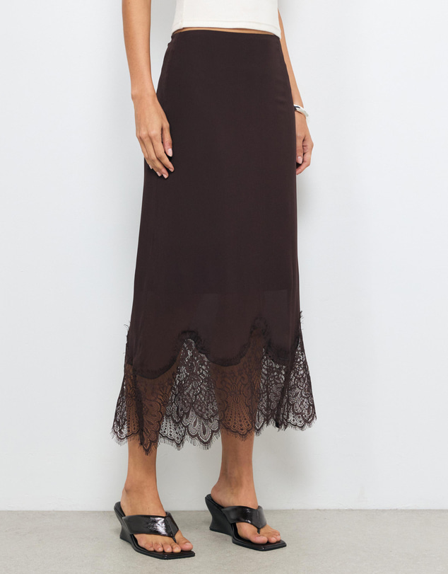 AERE - Alina Lace Trim Slip Skirt