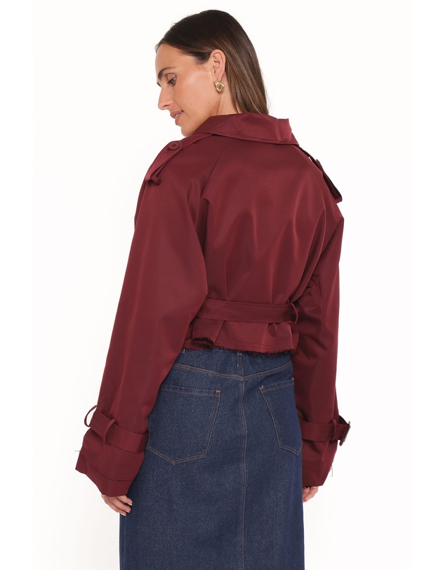 Petal & Pup - Izzi Crop Trench Jacket - Burgundy
